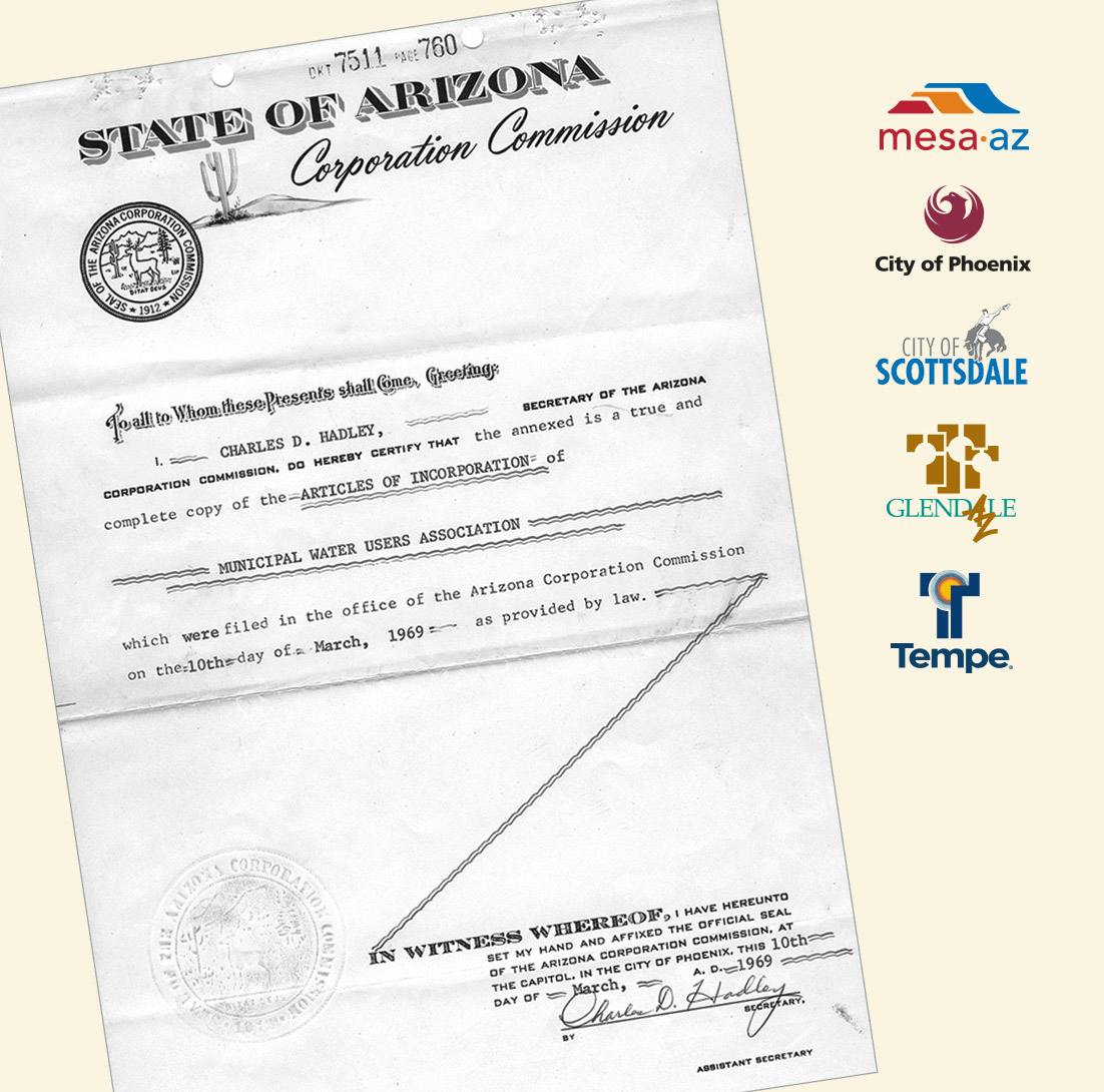 AMWUA is incorporated by Mesa, Phoenix, and Scottsdale. Glendale and Tempe join.